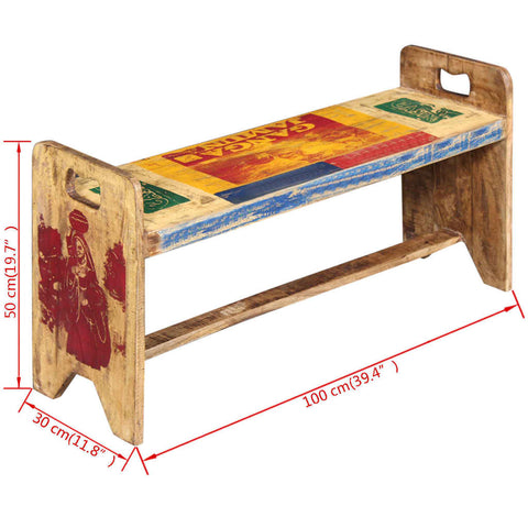 vidaXL Cola Bench Solid Reclaimed Wood 100x30x50 cm