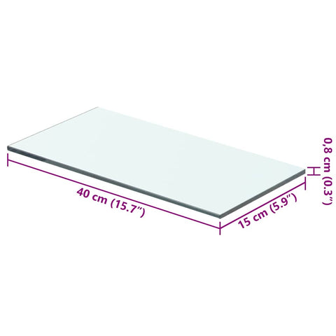 vidaXL Shelf Panel Glass Clear 40x15 cm