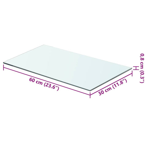 vidaXL Shelf Panel Glass Clear 60x30 cm
