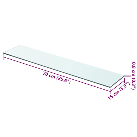 vidaXL Shelf Panel Glass Clear 70x15 cm