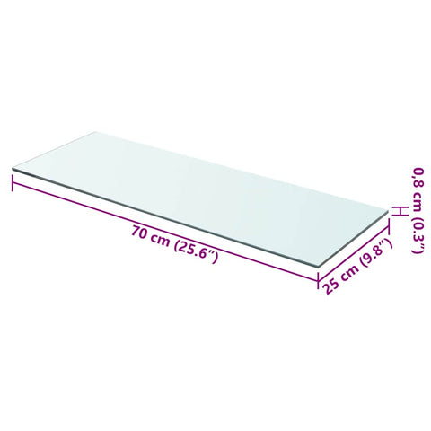 vidaXL Shelf Panel Glass Clear 70x25 cm