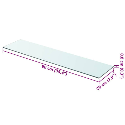 vidaXL Shelf Panel Glass Clear 90x20 cm