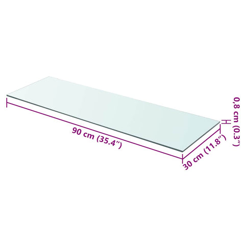 vidaXL Shelf Panel Glass Clear 90x30 cm