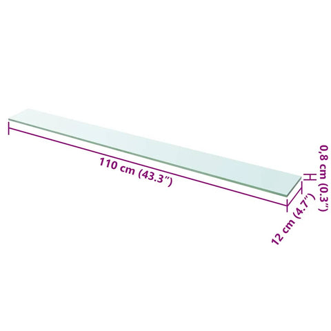 vidaXL Shelf Panel Glass Clear 110x12 cm