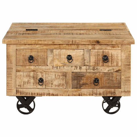 vidaXL Coffee Table Rough Mango Wood 70x70x40 cm