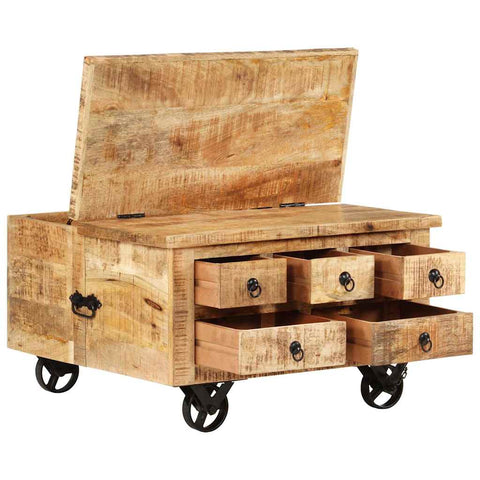 vidaXL Coffee Table Rough Mango Wood 70x70x40 cm