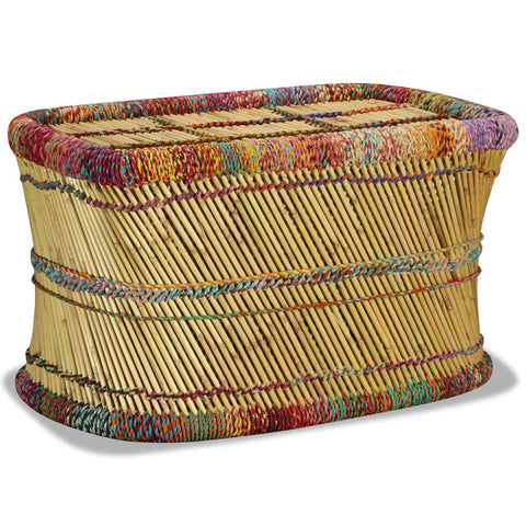 vidaXL Coffee Table Bamboo with Chindi Details Multicolour