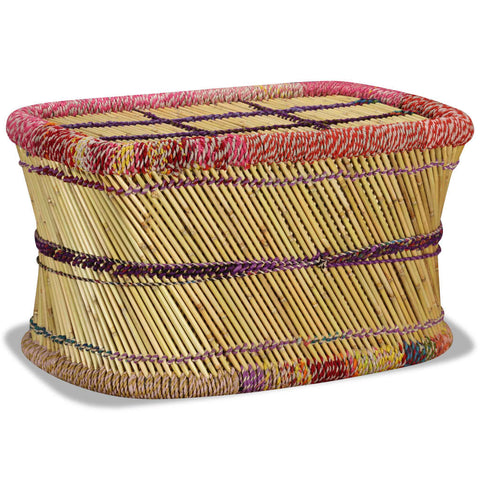 vidaXL Coffee Table Bamboo with Chindi Details Multicolour