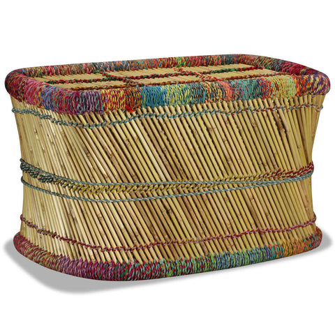 vidaXL Coffee Table Bamboo with Chindi Details Multicolour