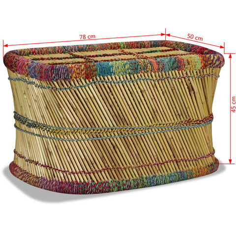 vidaXL Coffee Table Bamboo with Chindi Details Multicolour