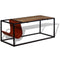 vidaXL Coffee Table with Genuine Leather Magazine Holder 110x50x45 cm
