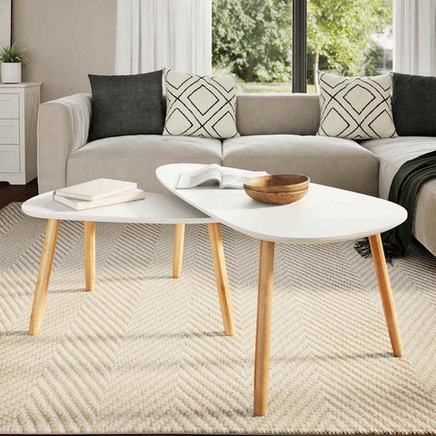 vidaXL Coffee Table Set 2 Pieces Solid Pinewood White