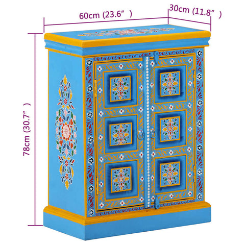 vidaXL Sideboard Solid Mango Wood Turquoise Hand Painted