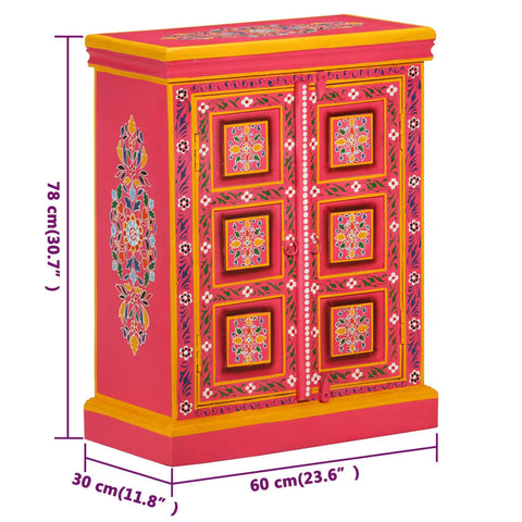 vidaXL Sideboard Solid Mango Wood Pink Hand Painted