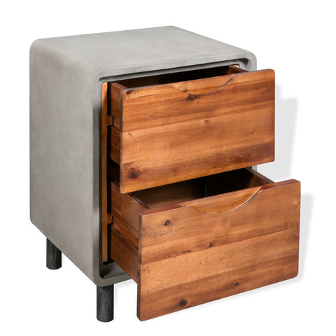vidaXL Nightstand Concrete Solid Acacia Wood 40x30x50 cm