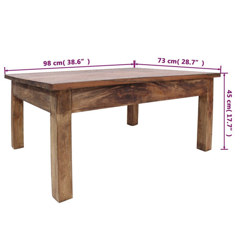 vidaXL Coffee Table Solid Mahogany Wood 98x73x45 cm