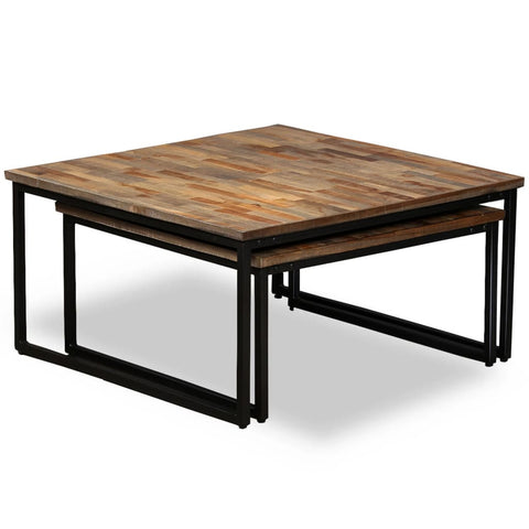 vidaXL Nesting Coffee Table Set 2 Pieces Solid Reclaimed Teak
