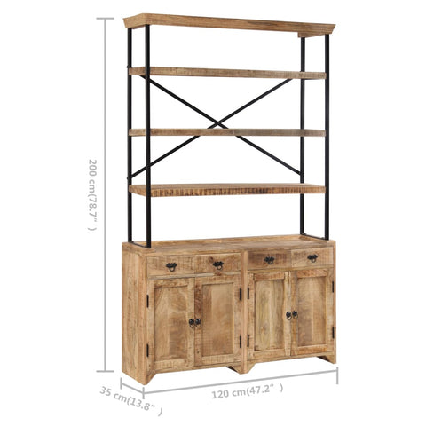 vidaXL Sideboard with Shelves Solid Mango Wood 120x35x200 cm