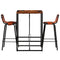 vidaXL Bar Set 3 Pieces Solid Reclaimed Wood and Genuine Goat Leather