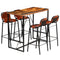 vidaXL Bar Set 5 Pieces Solid Reclaimed Wood and Genuine Goat Leather