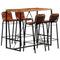 vidaXL Bar Set 5 Pieces Solid Reclaimed Wood and Genuine Goat Leather