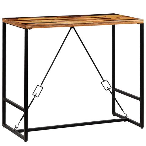 vidaXL Bar Set 5 Pieces Solid Reclaimed Wood and Genuine Goat Leather