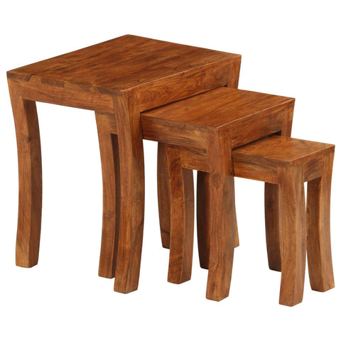 vidaXL Nesting Table Set 3 Pieces Solid Acacia Wood 50x35x50 cm Brown