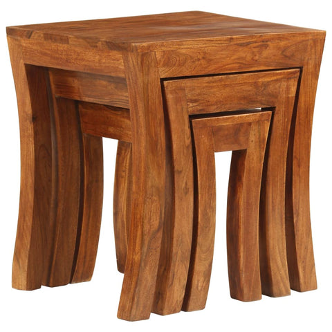 vidaXL Nesting Table Set 3 Pieces Solid Acacia Wood 50x35x50 cm Brown