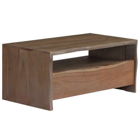vidaXL Coffee Table Solid Acacia Wood Live Edges 90x50x40 cm Grey