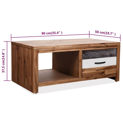 vidaXL Coffee Table Solid Acacia Wood 90x50x37.5 cm