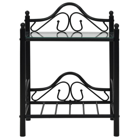 vidaXL Bedside Tables 2pcs Steel and Tempered Glass 45x30.5x60cm Black