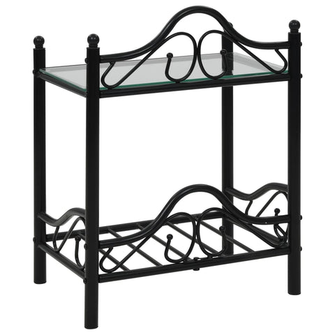 vidaXL Bedside Tables 2pcs Steel and Tempered Glass 45x30.5x60cm Black