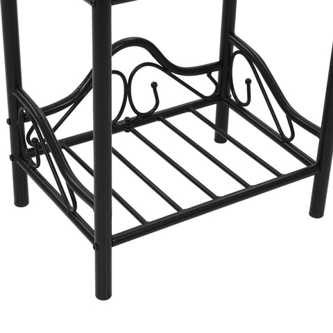 vidaXL Bedside Tables 2pcs Steel and Tempered Glass 45x30.5x60cm Black
