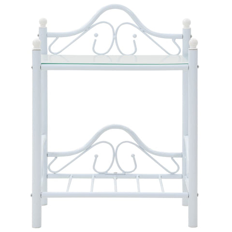 vidaXL Bedside Table Steel and Tempered Glass 45x30.5x60 cm White
