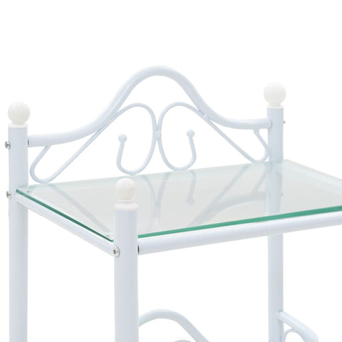 vidaXL Bedside Table Steel and Tempered Glass 45x30.5x60 cm White