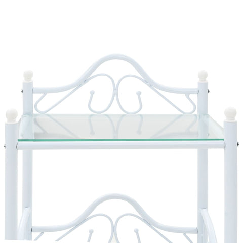 vidaXL Bedside Table Steel and Tempered Glass 45x30.5x60 cm White
