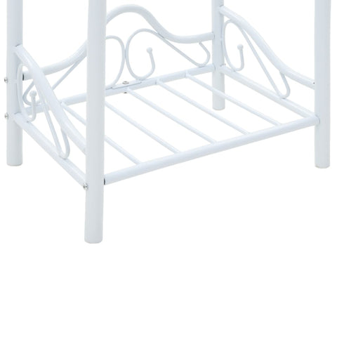vidaXL Bedside Table Steel and Tempered Glass 45x30.5x60 cm White