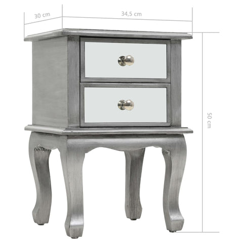 vidaXL Mirrored Nightstand MDF and Glass 34.5x30x50 cm