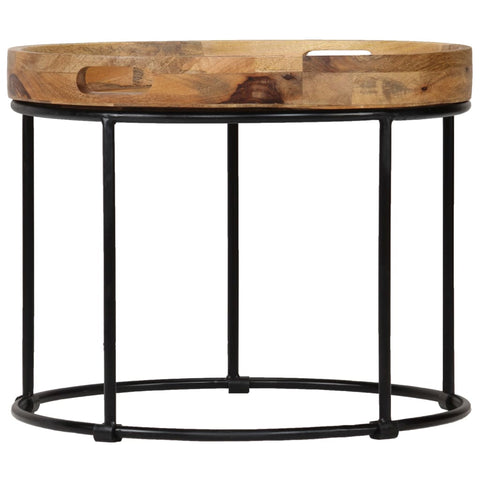 vidaXL Coffee Table Solid Mange Wood and Steel 50x40 cm