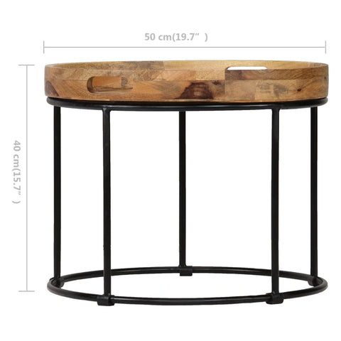 vidaXL Coffee Table Solid Mange Wood and Steel 50x40 cm