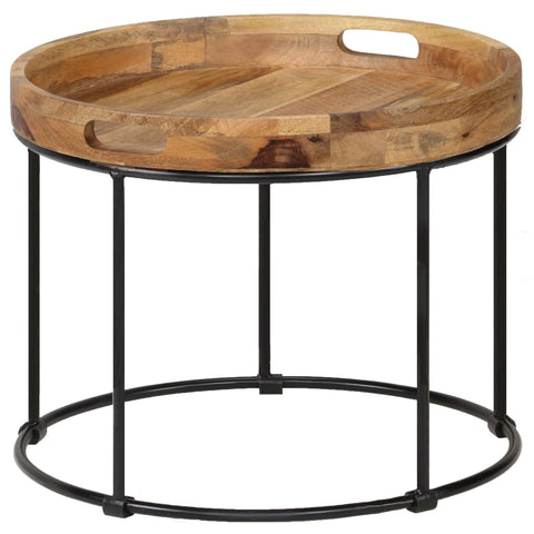 vidaXL Coffee Table Solid Mange Wood and Steel 50x40 cm