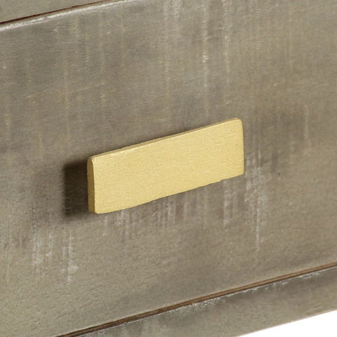 vidaXL Console Table Solid Mango Wood Grey with Brass 110x35x76 cm