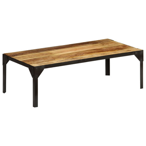 vidaXL Coffee Table Solid Rough Mango Wood and Steel 110 cm