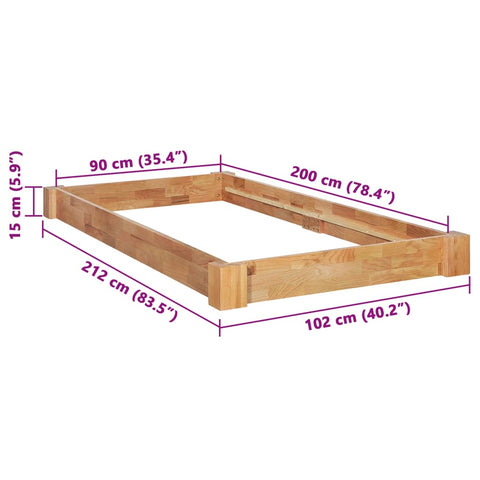 vidaXL Bed Frame without Mattress Solid Oak Wood 90x200 cm