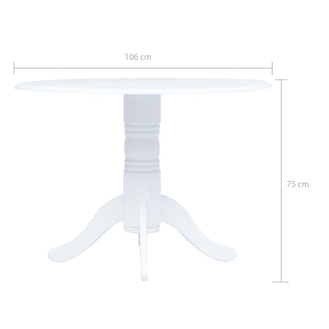 vidaXL Dining Table White 106 cm Solid Rubber Wood
