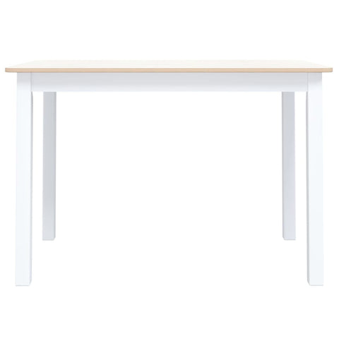 vidaXL Dining Table White and Brown 114x71x75 cm Solid Rubber Wood