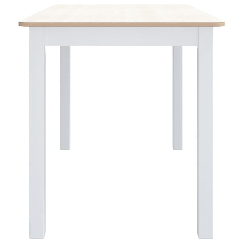 vidaXL Dining Table White and Brown 114x71x75 cm Solid Rubber Wood