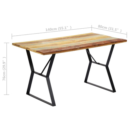 vidaXL Dining Table 140x80x76 cm Solid Reclaimed Wood