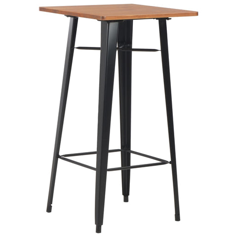 vidaXL Bar Table Black 60x60x108 cm Solid Pine Wood Steel