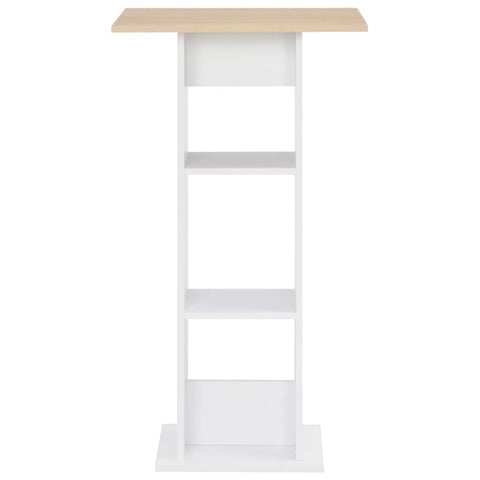 vidaXL Bar Table White and Sonoma Oak 60x60x110 cm